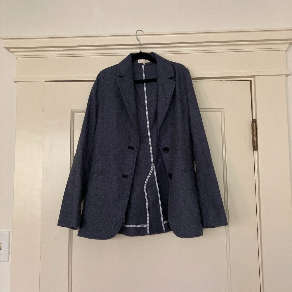 Ann Mashburn unlined blue wool blazer size small